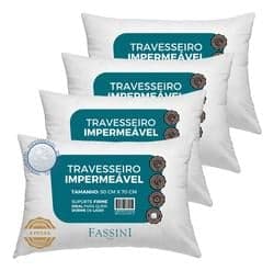 Imagem da oferta 4 Travesseiros Antialérgico Impermeável 50x70 Super Macio