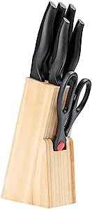 Imagem da oferta Conjunto De Facas Com Cepo Cross, Brinox, Preto/branco, 7 Peças