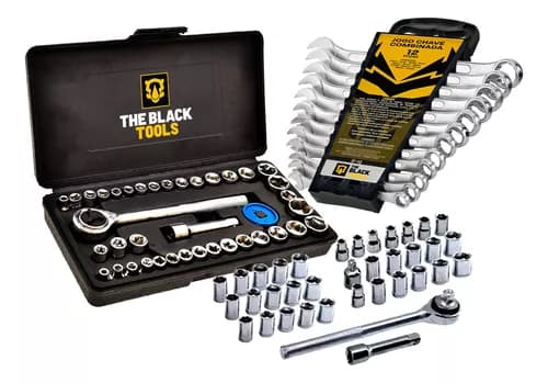 Imagem da oferta Kit Jogo De Ferramentas 40 Peças Com Soquetes E Kit Chave Combinada  6 A 22mm 12 Peças The Black Tools