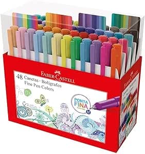 Imagem da oferta Caneta Ponta Fina, Faber-Castell, Fine Pen Colors, 48 Cores