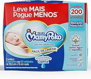 Imagem da oferta MamyPoko Lenços Umedecidos Recém-Nascido 200 Unidades