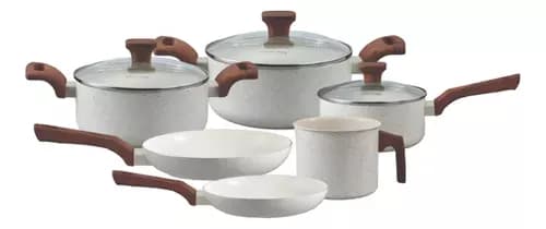 Imagem da oferta Conjunto Jogo 6 Panelas Pratic Cook Vanilla Marmol Indução Mimo