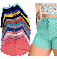 Imagem da oferta Kit 5 Short Shortinho Malha Canelado Feminino Moda Praia Adicionar aos favoritos