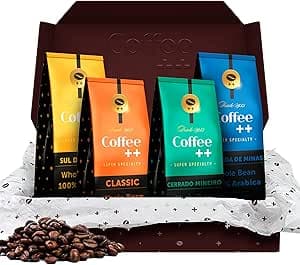 Imagem da oferta Coffee Mais Grãos│Kit Clássico e Fazendas → 1 Clássico + 1 Chapada de Minas + 1 Mantiqueira de Minas + 1 Cerrado Mineiro │Café Super Especial │100% Arábica │ Torra Média │250g x 4