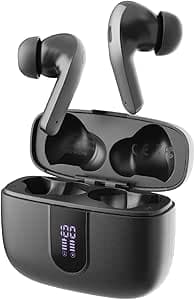 Imagem da oferta Basike Fone de Ouvido Bluetooth 5.4, 40H de Reprodução, Intra-Auricular Esportivo com Microfone, Display LED, Cancelamento de Ruído, IPX5, True Wireless Estéreo para Android e IOS (Preto)