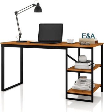 Imagem da oferta Mesa Home Office C/prateleiras De Metal E&A - Preto/Canela