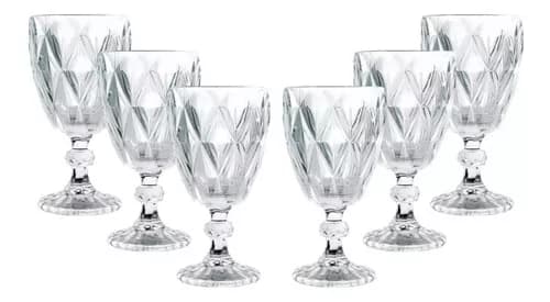 Imagem da oferta Jogo 6 Taças Vidro 260ml Diamond Transparente