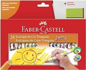 Imagem da oferta Lápis de Cor, Faber-Castell, Ecolápis Triangular Jumbo + Apontador com Depósito, 12.3024AP, 24 Cores