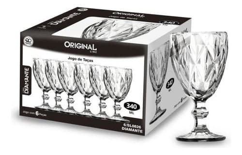 Imagem da oferta Jogo De Taças Original Line Diamante 6/sl0826 6 Peças 340 Ml Cor Transparente