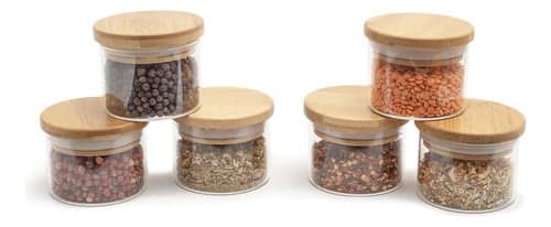 Imagem da oferta Kit 6 Potes Mantimento Tempero 110ml Vidro Tampa Bambu Oikos