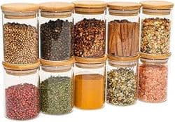 Imagem da oferta Oikos - Jogo De 10 Potes Herméticos De Vidro 250ml Com Tampa De Bambu