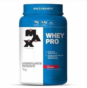 Imagem da oferta Whey Pro - 1kg Morango - Max Titanium, Max Titanium