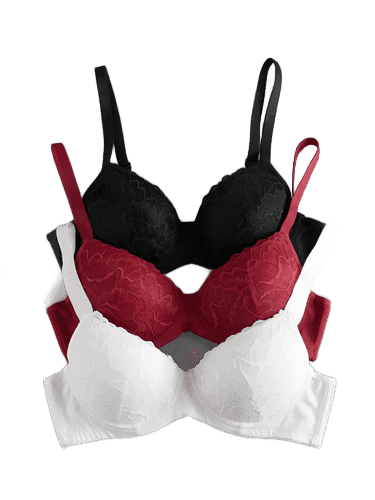 Imagem da oferta Kit 3 Sutiãs Com Bojo Rendado Com Alça Reforçada Revenda