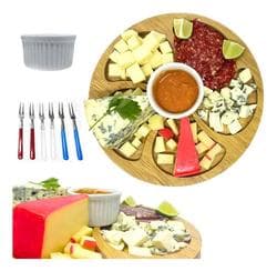 Imagem da oferta Kit Petisqueira + 6 Garfinhos + Ramekim Molheira Cor Marrom