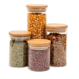Imagem da oferta Kit 4 potes de vidro tampa de bambu herméticos redondos - Tüd - TUD