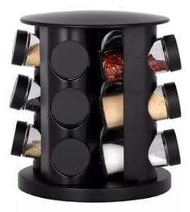 Imagem da oferta Porta temperos e Condimentos Giratório Com 9 Potes de vidro Preto - Belakaza