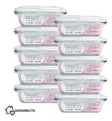 Imagem da oferta Manubelita Kit 10 Marmitas Vidro Hermético Vidro Tampa Trava 370ml