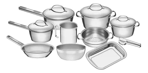 Imagem da oferta Jogo De Panelas Tramontina Inox Allegra 10p Com Pegador
