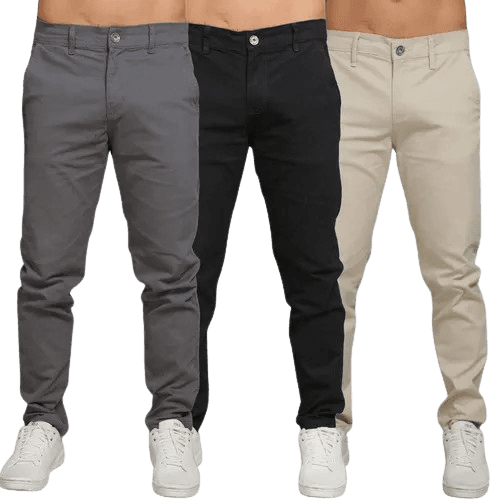 Imagem da oferta Kit 3 Calça Sarja Masculina Calca Masculino C/lycra Elastano