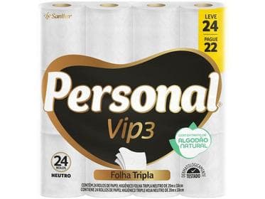 Imagem da oferta Papel Higiênico Folha Tripla Personal Vip 24 Rolos 20m
