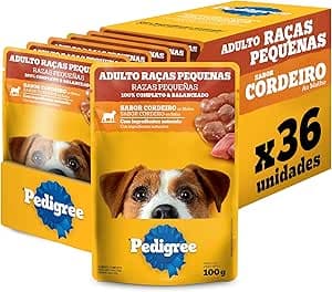 Imagem da oferta Pack Ração Úmida Pedigree Sachê Cordeiro ao Molho para Cães Adultos de Raças Pequenas 100 g - 36 unidades