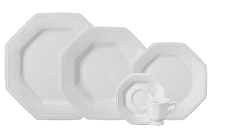 Imagem da oferta Serviço De Jantar E Café 30 Peças Em Porcelana, Modelo Octogonal, Prisma, Branco, Porcelana Schmidt