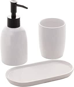 Imagem da oferta Conjunto 3 peças para Banheiro de Cerâmica Londres Branco e Preto Lyor