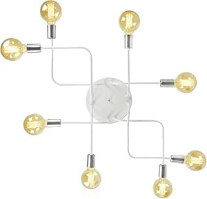 Imagem da oferta Lustre Plafon Hashtag Branco Com Escovado De 8 Braços