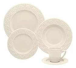 Imagem da oferta Conjunto de 20 peças de pratos de mesa de cerâmica Oxford, copos, cor bege/marfim