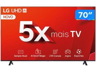Imagem da oferta Smart TV 4K 70" LG UHD 70UT8050 Processador α5 Ger7 AI Alexa/Chromecast integrado Otimizador de Jogos webOS 24 Controle Smart Magic