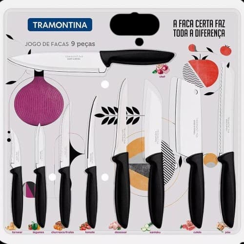 Imagem da oferta Jogo De Facas Faqueiro 9 Peças Plenus Aço Inox Tramontina