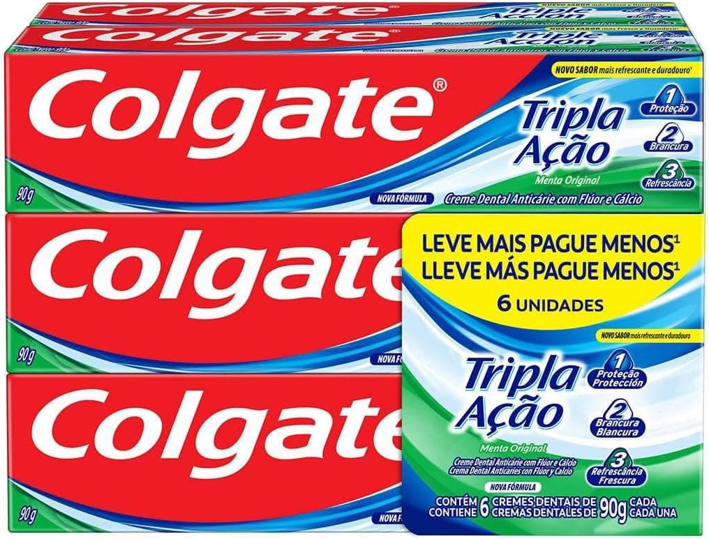 Imagem da oferta Colgate Creme Dental Tripla Ação Menta 90G Pacote Com 6 Unidades