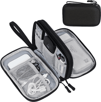 Imagem da oferta FYY organizador eletrônico, bolsa organizadora de cabo de viagem bolsa de acessórios eletrônicos bolsa de transporte portátil impermeável dupla camadas bolsa de armazenamento tudo-em-um para cabo, cabo, carregador, telefone, fone de ouvido preto
