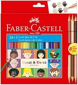 Imagem da oferta Lápis de Cor, Faber-Castell, Ecolápis Caras & Cores, 120124CC, 24 Cores + 3 Tons de Pele