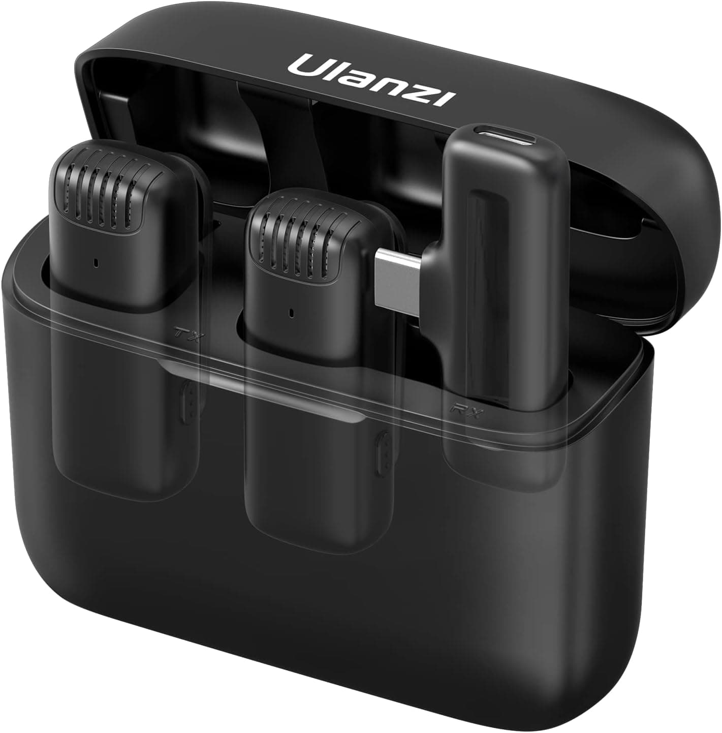 Imagem da oferta [Somente para Android] ULANZI Microfone de lapela sem fio J12 para telefone USB C, microfone plug-play 2 em 1 com capa de carregamento para telefone entrevista de gravação de vídeo