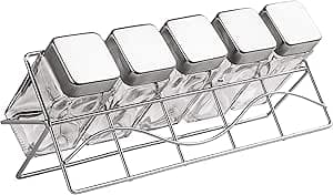 Imagem da oferta Porta Condimentos de Vidro quadrado Transparente com Suporte 6 Peças, VDR0429, Euro Home