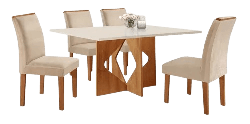 Imagem da oferta Conjunto Sala De Jantar Mesa Tampo Dakota Plus 120x80cm Com