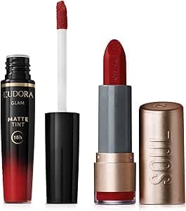 Imagem da oferta Eudora Kit Batons Vermelhos Intensos: Mate Vermelho Paparazzi 3,7g + Vermelho Radiante 4g