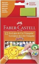 Imagem da oferta Faber-Castell 12.3012AP EcoLápis Triangular Jumbo - Lápis de Cor, Apontador incluído com Depósito, 12 Cores