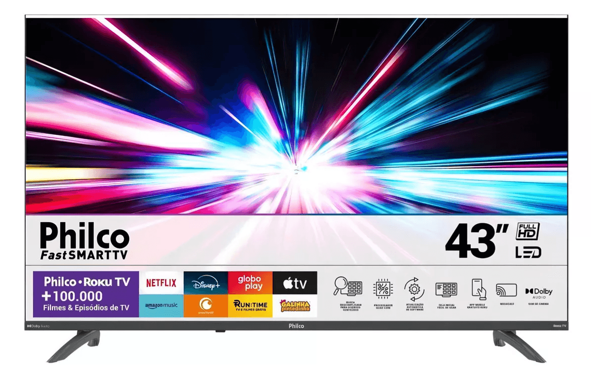 Imagem da oferta Smart Tv 43 Philco Led Roku Tv Dolby Audio Ptv43va4regb