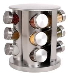 Imagem da oferta Porta Tempero Giratório 360 Com 12 Potes Vidro Suporte Inox