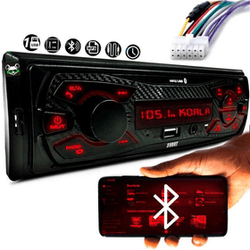 Imagem da oferta Rádio Som Automotivo MP3 Bluetooth USB Display Led Vermelho S100 Svart Tech One