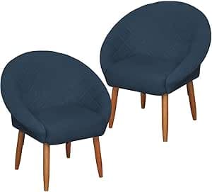 Imagem da oferta Kit Poltronas Cadeira Decorativa para Sala de Espera Recepção MOBLAN decor (AZUL)