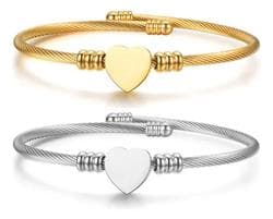 Imagem da oferta Bracelete Coração Aço Inox 316 Para Presente Feminino