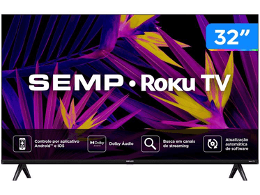 Imagem da oferta Smart TV 32" HD LED Semp 32R6610 Wi-Fi 3 HDMI 1 USB