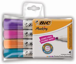 Imagem da oferta Pincel Marcador De Quadro Branco Bic Markingc/4 Cores Fashion 930094