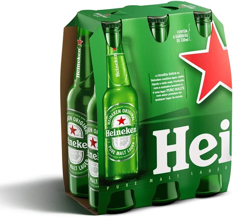 Imagem da oferta Cerveja Heineken Long Neck, Pack 6 unidades, 330Ml