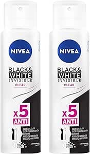 Imagem da oferta Kit Desodorante Aerossol Nivea Black & White Clear 150ml - 2 Unidades, Nivea, Pacote De 2
