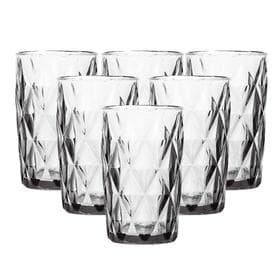 Imagem da oferta Jogo 6 Copos vidro diamante grosso resistente agua suco 400ml - Treelar