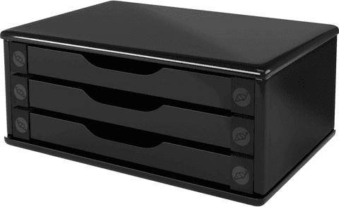 Imagem da oferta Suporte de Monitor 3 Gavetas, Mdf Black Piano - Souza & Cia (Ref: 3347)